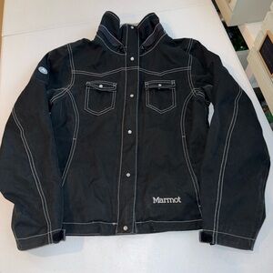 Marmot Womens Ski Jacket Size M Black No  Hood Snap Pockets Gorpcore Sexy Fit